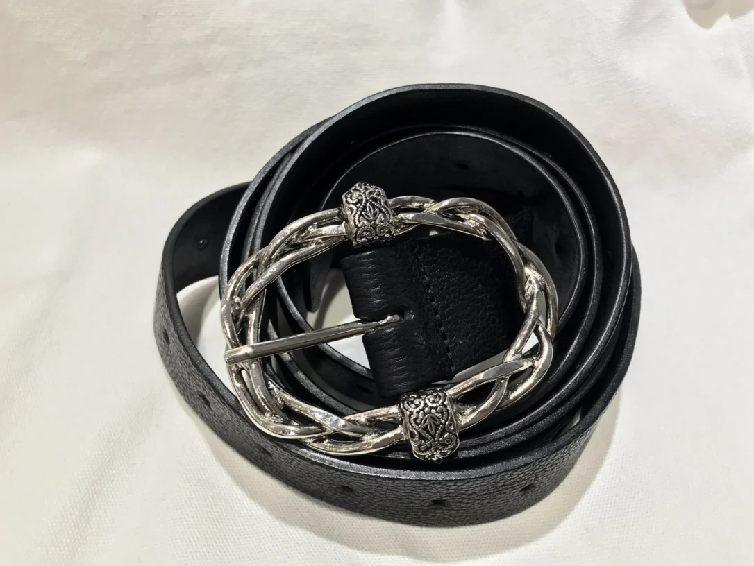 

Women's belt daily practical hanging flower card buckle cowhide belt zv black leather belt