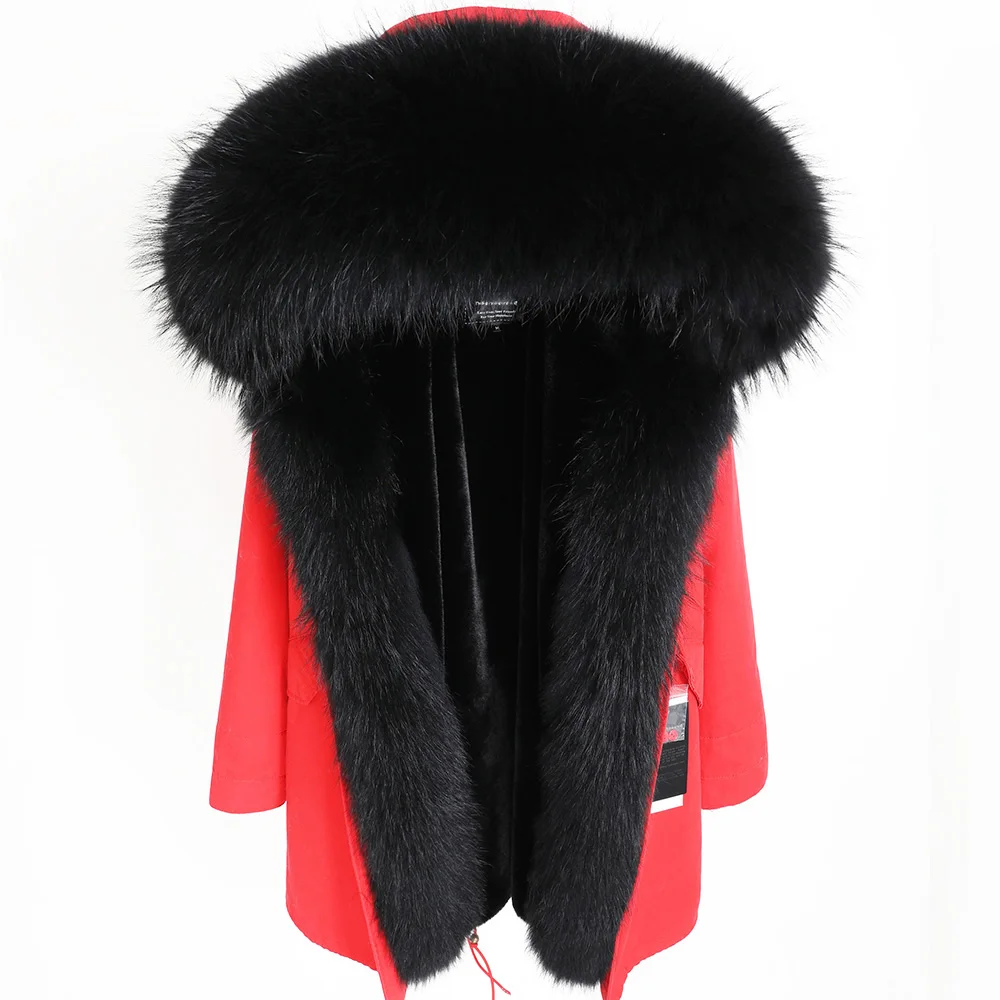 Winter Women Long Casual Real Raccoon Fur Jacket Thick Warm Coat Women's Fashion Waterproof Parkas Outerwear Detachable Liner enlarge