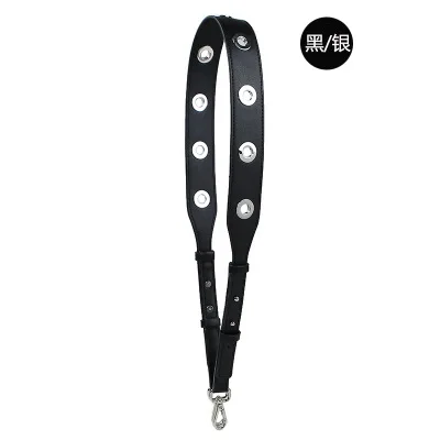 Black (Silver) Модный регулируемый плечевой ремень с заклепками для женщин, запасные части для Сумки из искусственной кожи, аксессуары, новые летние цветные ремни для сумок для женщин - Цвет: Black (Silver)