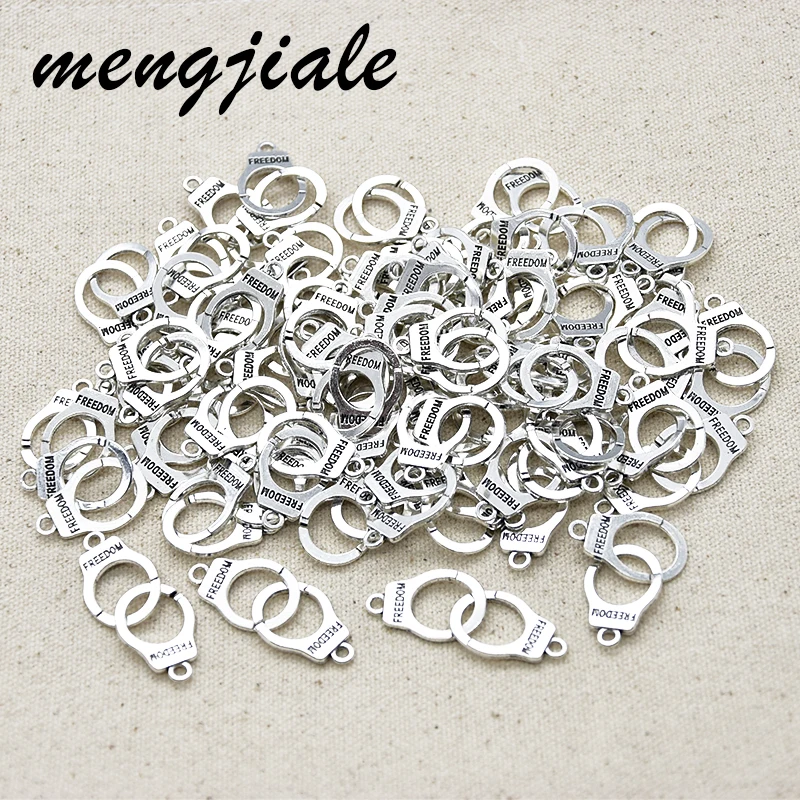 

Wholesale 10pcs Antique Silver Plated Handcuffs Charms Connector Freedom Pendants DIY Handmade Jewelry Accessories Making