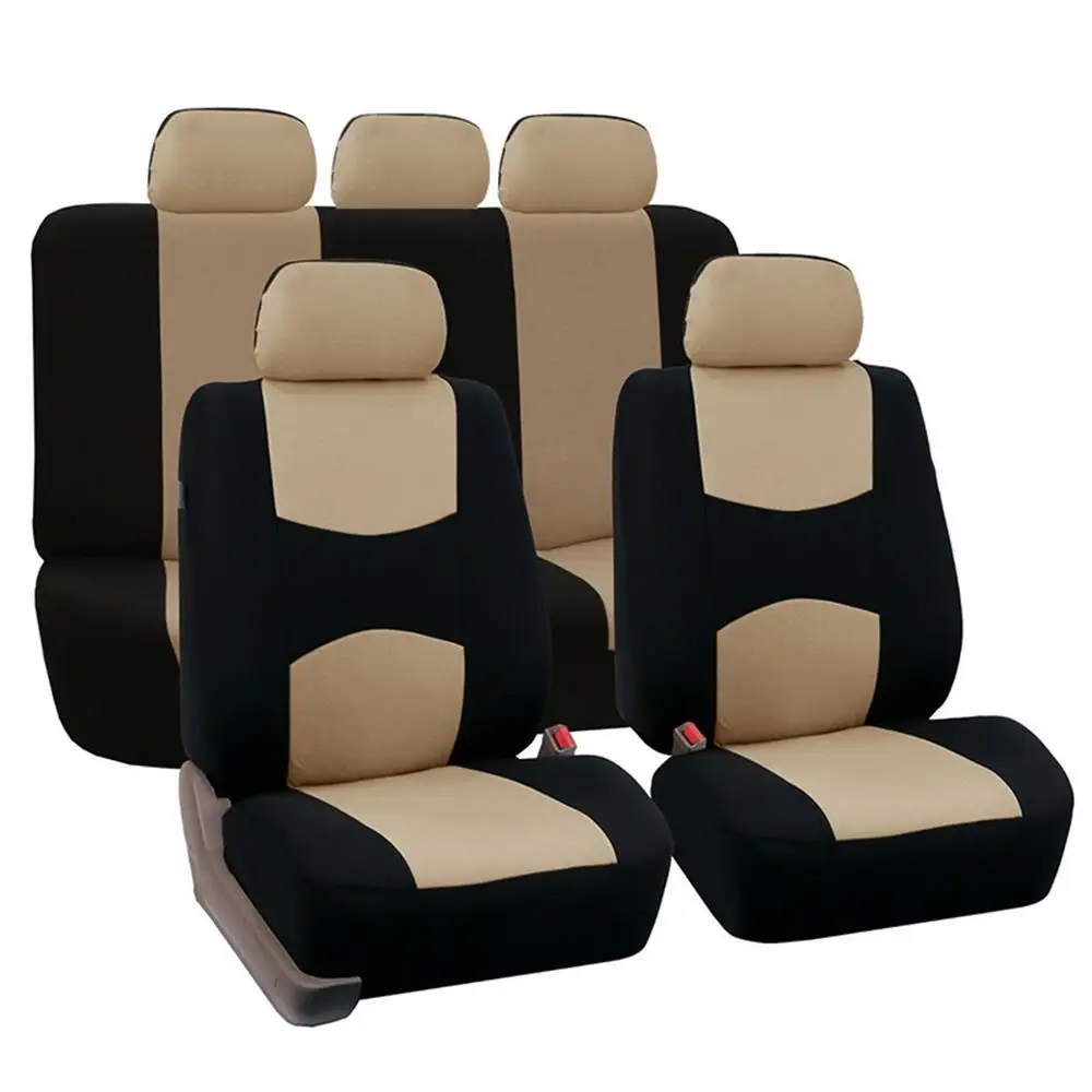 

9pcs Car Seat Covers Front Rear Headrests Full Set Universal Auto Seat Cover Car Interior Accessories Fit for Auto Truck Van SUV