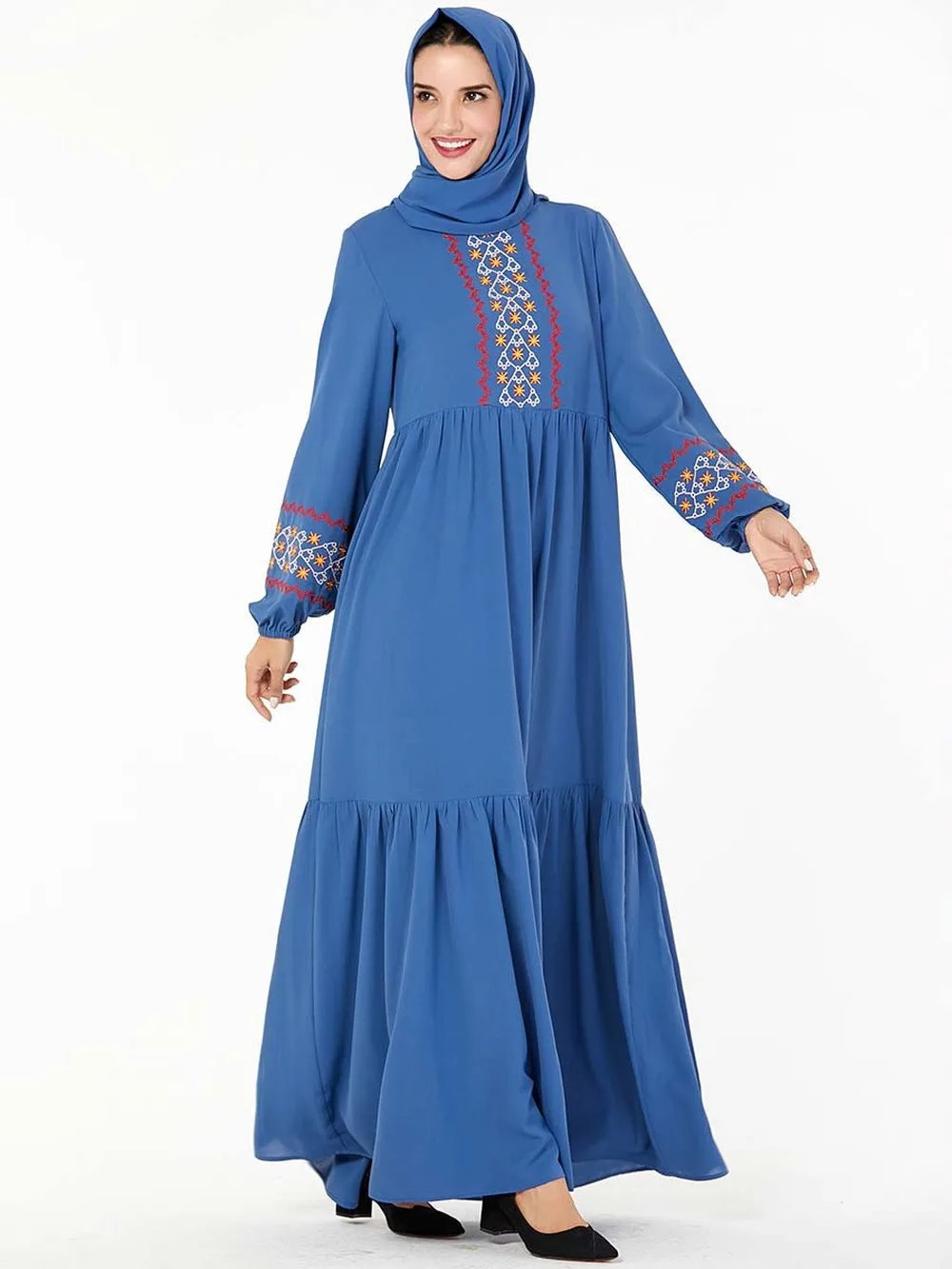 Мусульманские женщины с длинным рукавом Дубайский хиджаб золото бархат зеленый