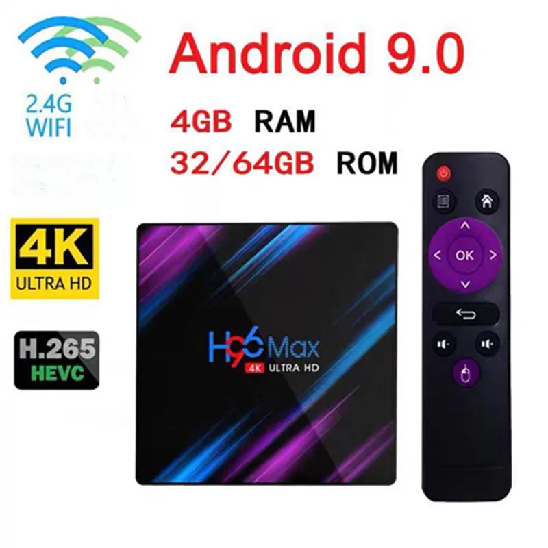 H96 MAX Box Android 9 0 4 ГБ 32 ГБ/64 Гб Rockchip RK3318 4K USB3.0 H.265 Google Play IP tv PK tx3 мини