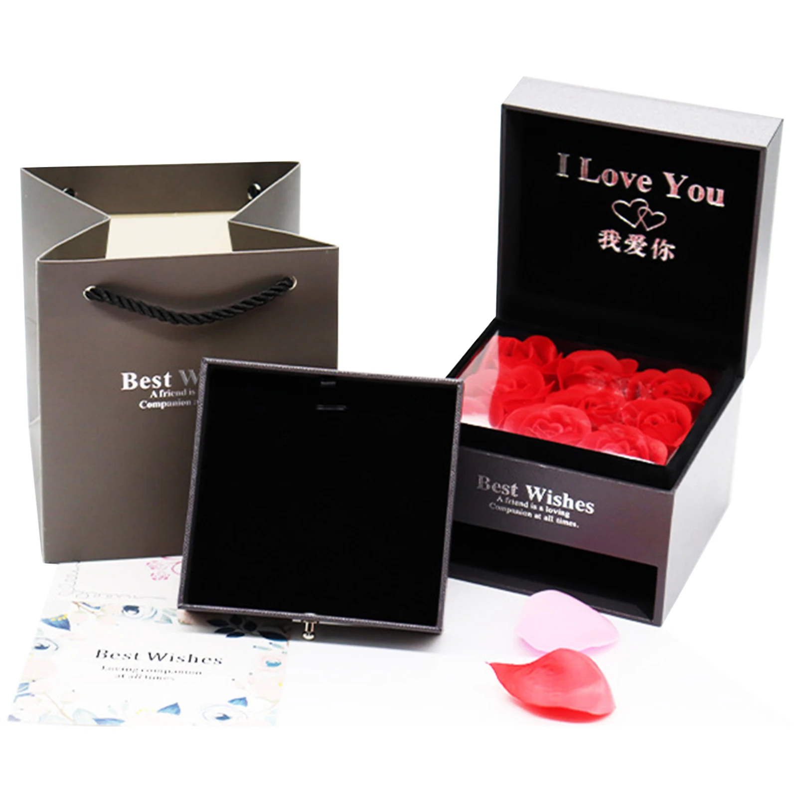 

Immortal Flower Rose Box Earring Necklace Gift Box Women Jewelry Lipstick Storage Case Wedding Valentine's Day Gift Packaging