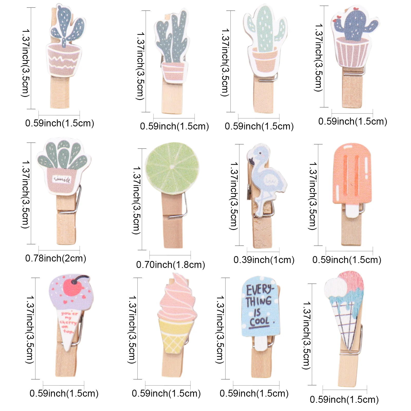 

10pcs/pack Mini Flamingo Cat Cartoon Spring Wood Clips Fruit Wood Clips Paper Photo Clip Craft Decoration Clips Clothespin