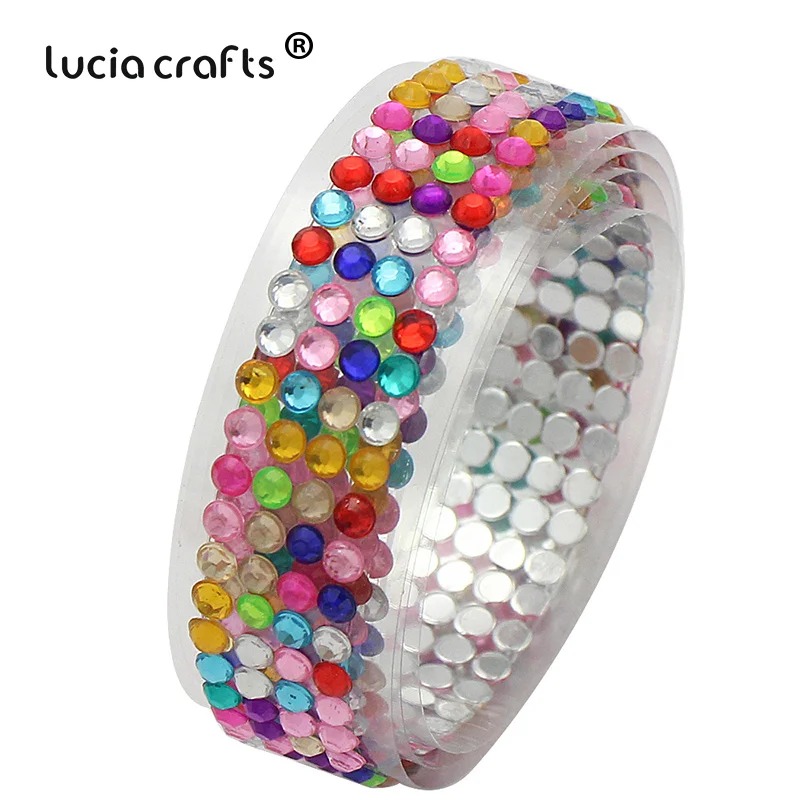 colorful Lucia crafts 18 мм* 50 см красочные акриловые стразы самоклеющиеся ленты пояс Скрапбукинг Материал 1 шт I1011 - Цвет: colorful