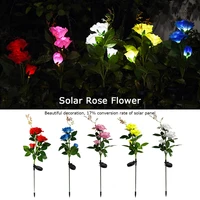 3led solar rose flower light waterproof garden landscape lamp outdoor lawn lamp home decorative flower night lights