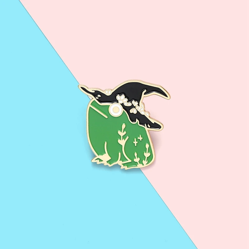 Лягушка со шляпой эмаль на булавке заказ лягушачий с капюшоном в виде шляпы