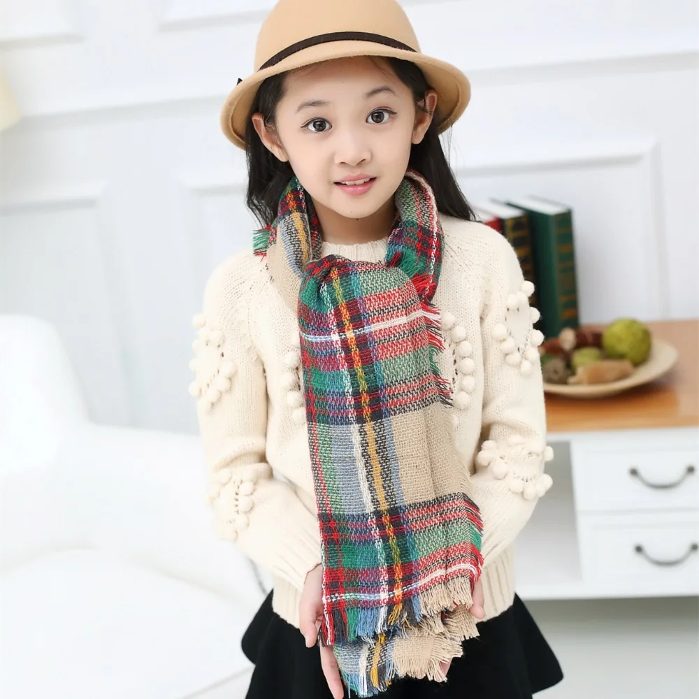 Брендовый шарф одеяло зимний клетчатый кашемировый детский шарфы пончо и