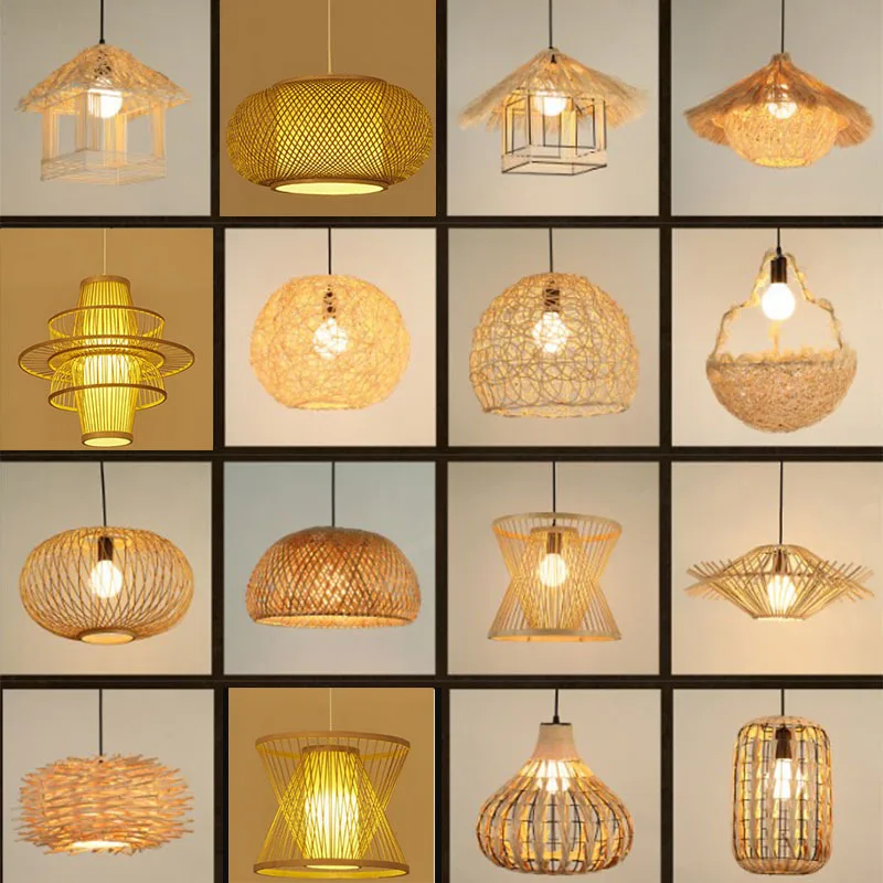 Японская идиллическая люстра в виде соломенной шляпы простая светодиодная