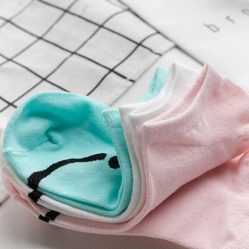 5 Pairs Spring and Summer Women Sock Big Smile Boat Socks Sports Low-rise Non-slip Cotton Pumps Cute female socks | Женская одежда