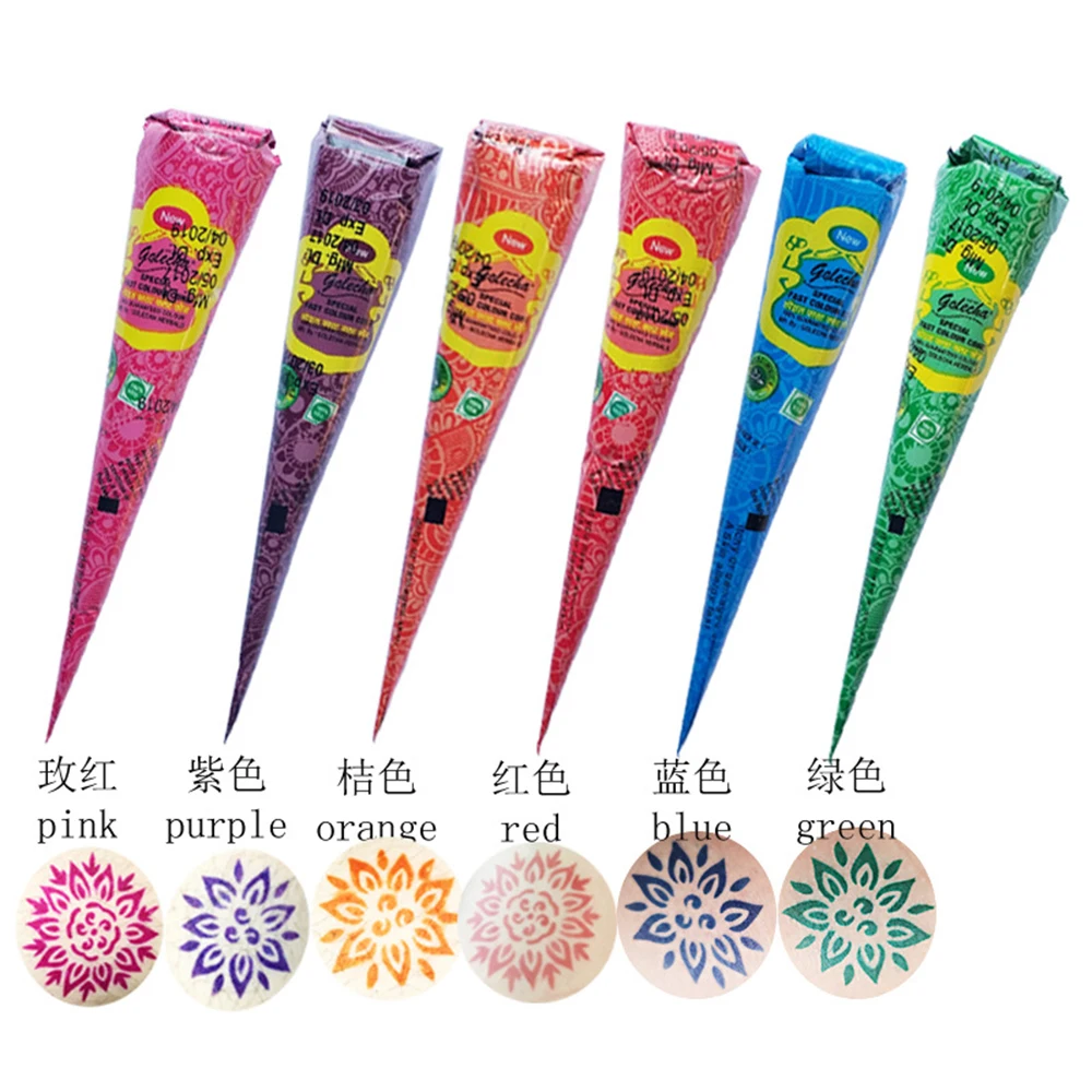 1 шт. 6 цветов индийская хна тату паста конусная краска для тела временные