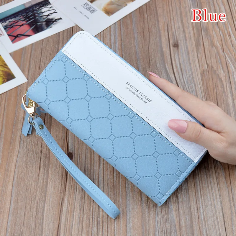 Blue Женский Длинный кошелек с милым бантом, портативный клатч, новинка, кошелек, держатель для карт, кошелек - Цвет: Blue