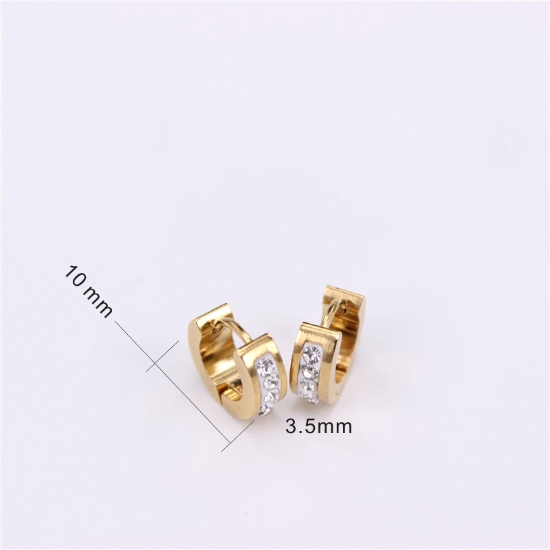 

10mm buckle earrings exquisite crystal production 3.5mm 12pcs card for sale Female Stainless steel earrings SL99