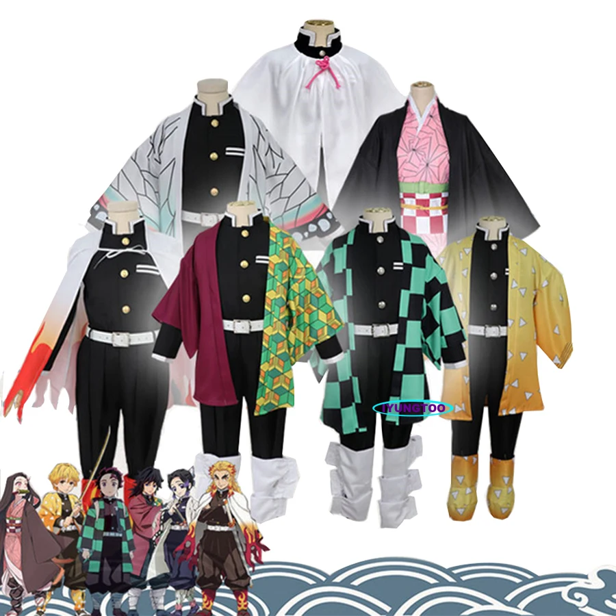 

Kids Anime Costume Kimetsu no Yaiba Demon Slayer Cosplay Costume Kamado Tanjirou Nezuko Zenitsu Tomioka Halloween Party Kimono