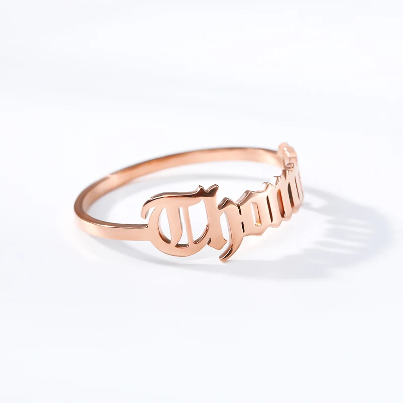

Personalized Custom Name Ring Christmas Gift Letter Shape Rose Gold Platinum Color Jewelry For Women and Girls Gift To Lovers