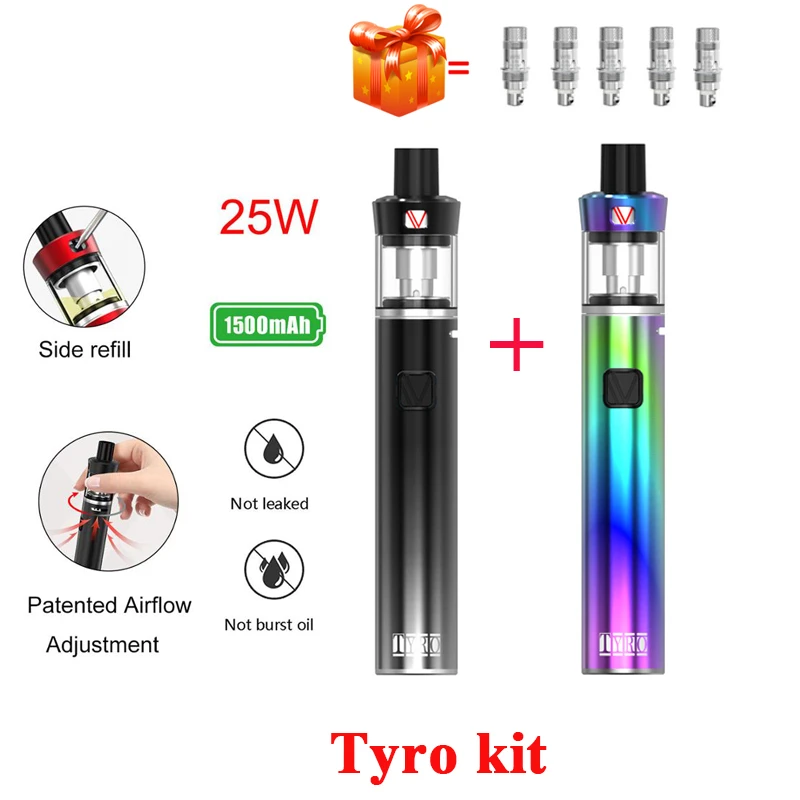 Подарки 5 катушек! Вейп-ручка Vaptio TYRO с двойными катушками Cosmo 500 мАч встроенный