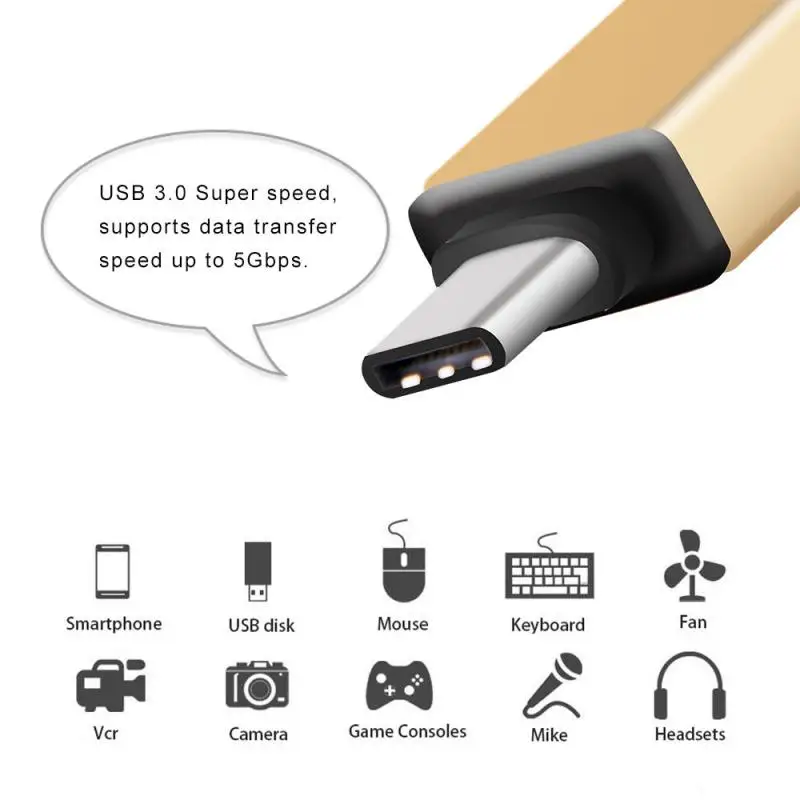 USB-C Type C Male To USB 3.0 Female OTG Data Sync Adapter For Laptop Macbook Smart Phone Mini Metal Head | Мобильные телефоны и