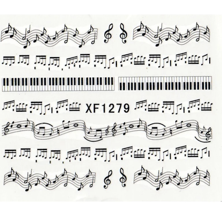 

NEW 1 Sheet Music Note Melody Water Decals Art Accessories Transfer Stickers Tips Decoration Nail Salon DIY XF1279