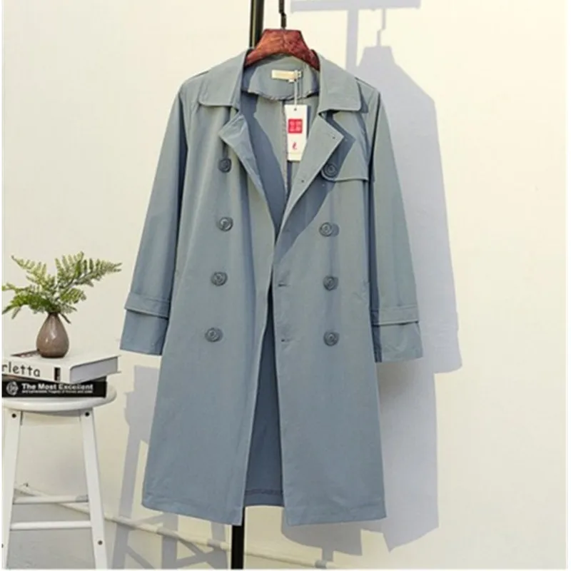 2021 Новый размера плюс с длинным рукавом Женские Тренч Сезон весна-осень