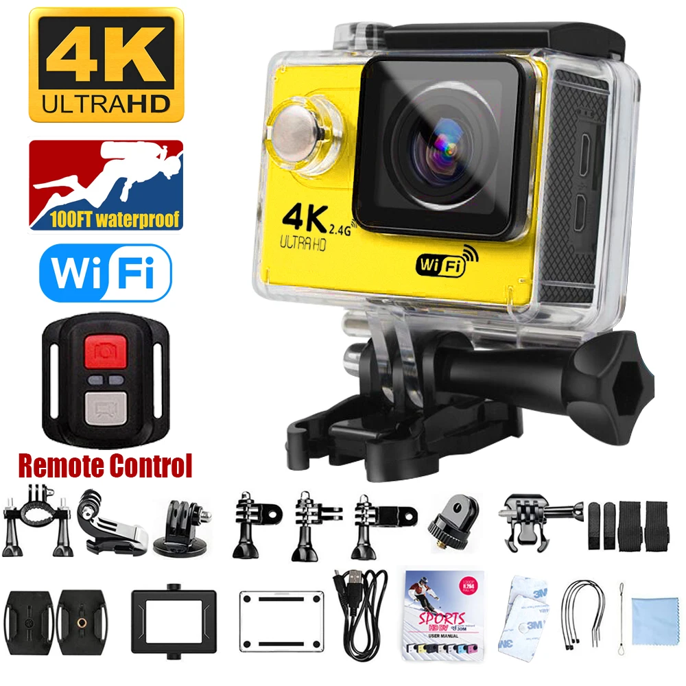4K WIFI Экшн камера для дайвинга 30 м Водонепроницаемая 2.0In LCD Ultra HD 170 градусов с