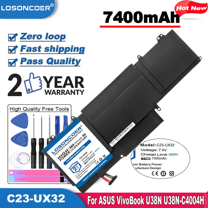 LOSONCOER 7400 мА/ч C23 UX32 Аккумулятор для ноутбука ASUS VivoBook U38N C4004H ZenBook UX32A UX32VD UX32LA в
