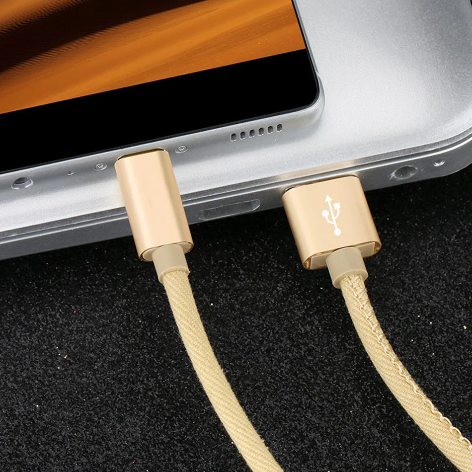 Джинсовый Плетеный usb type-C кабель USB C кабель для зарядного устройства для samsung S8 Xiaomi huawei P9 P10 plus usb type-C кабели для быстрой зарядки