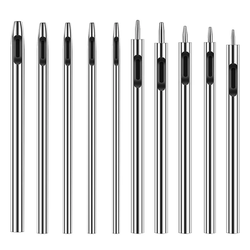 

LMDZ 10 Pcs Leather Hole Punch Cutter 0.5mm-3.5mm Hollow Punch Set for Leather Crafting Round Hollow Tools for Watch Bands Belts