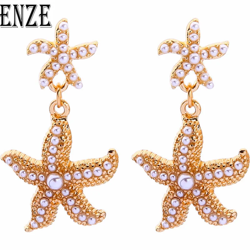 Женские модные серьги звёзды стоек из цинкового сплава с имитацией