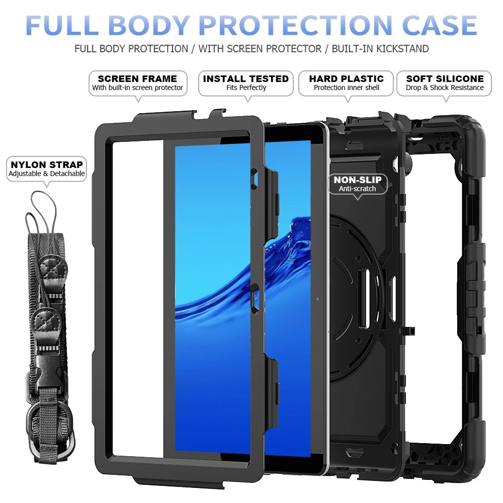 360 rotation hand strapkickstand tablet case for funda huawei mediapad t5 silicone protective cover free global shipping