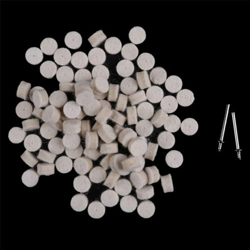 

13MM Wool Felt Polishing Buffing Round Wheel Tool+2 RotaryShank 100PCS Wheel