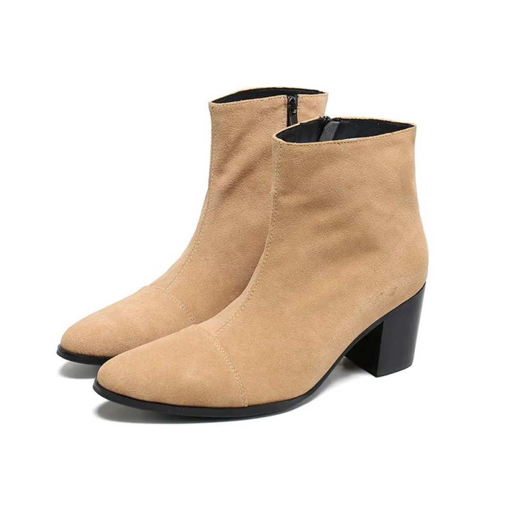 Классические мужские замшевые ботинки с острым носком модные деловые винтажные