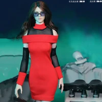 in stock 16 scale sexy female figure accessory red dress leakage shoulder clothes model for 12 inches action figure body