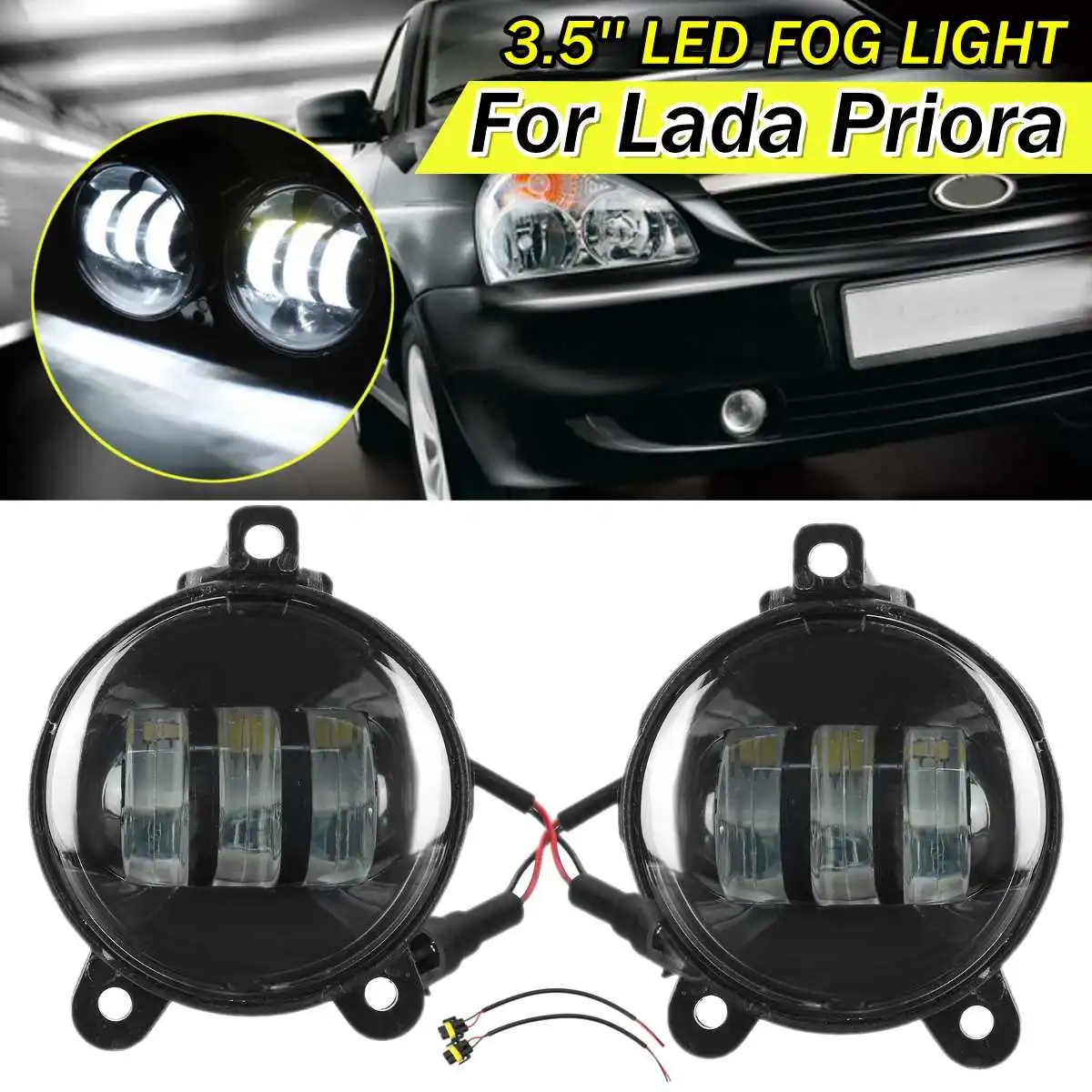 

Светодиодный ные Противотуманные фары для Lada Priora 55 Вт, фары, противотуманные фары, противотуманные фары, светодиодные лампы H11,12 В, 6000K, свето...