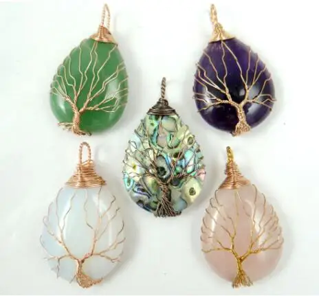 

Natural Stone Quartz crystal tiger eye Turquoises aventurine Opal Abalone Shell Pendant for diy Jewelry making necklace