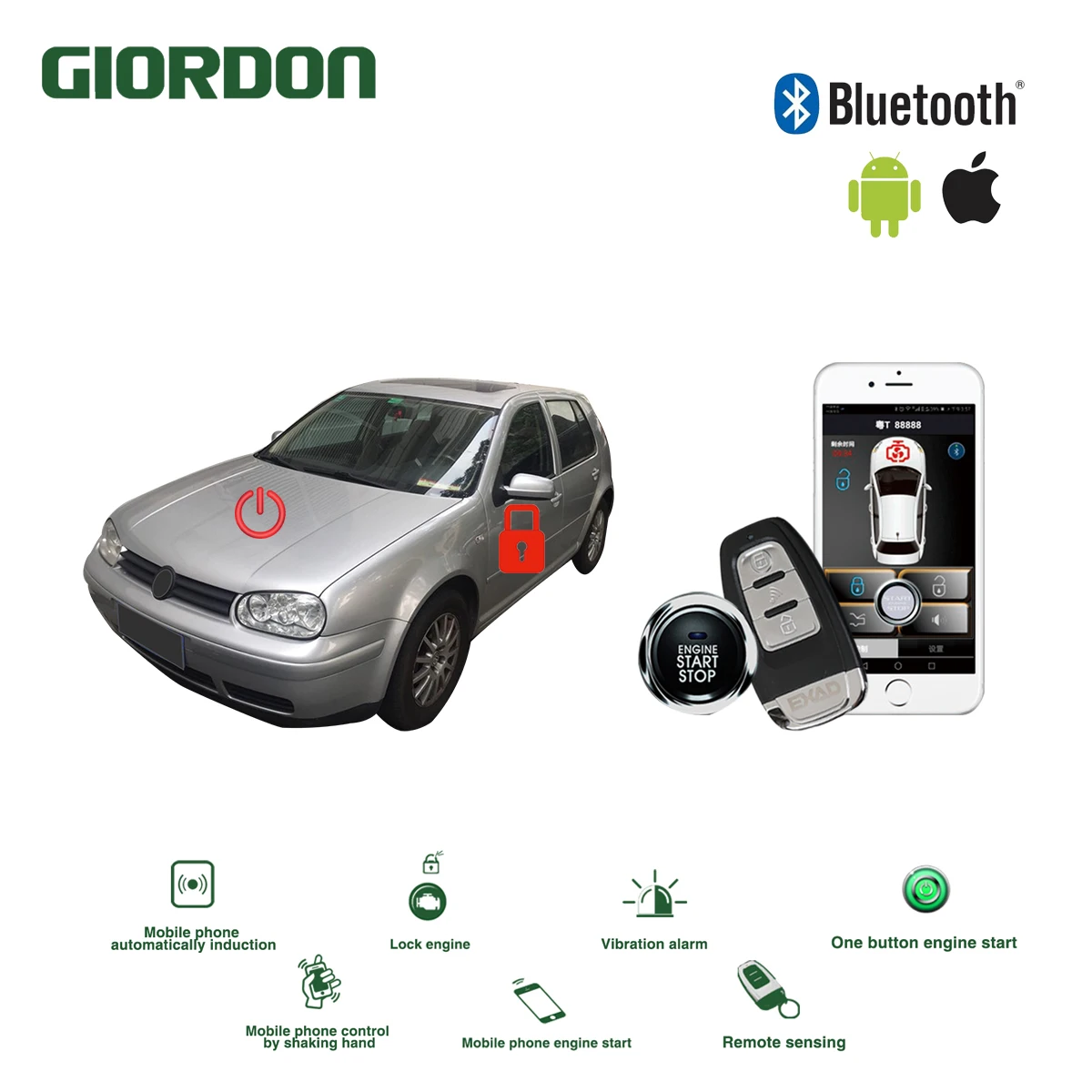 Универсальный БЕСКЛЮЧЕВОЙ вход PKE ios комфортная система Android приложение телефон