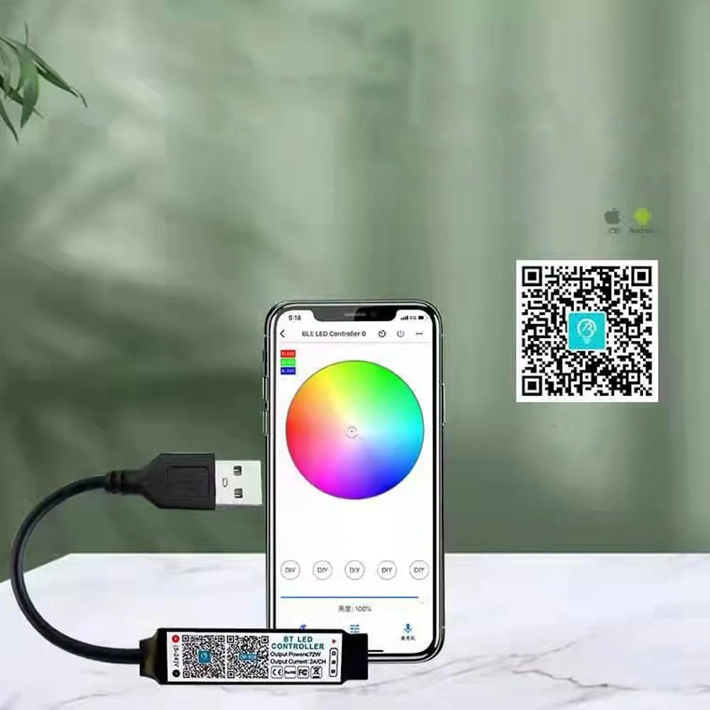5 в USB Bluetooth-совместимая RGB Светодиодная лента пульт дистанционного управления 12 В