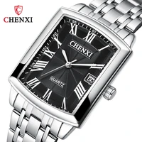 chenxi new watch mens wrist stainless steel square quartz wristwatch fashion business watch men waterproof relogio masculino