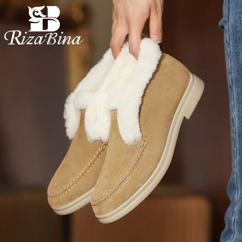 

RIZABINA Snow Boots For Women 2022 New Plush Fur Ankle Boot Winter Warm Fur Shoes Woman's Fashion Daily Home Footwear Size 35-41