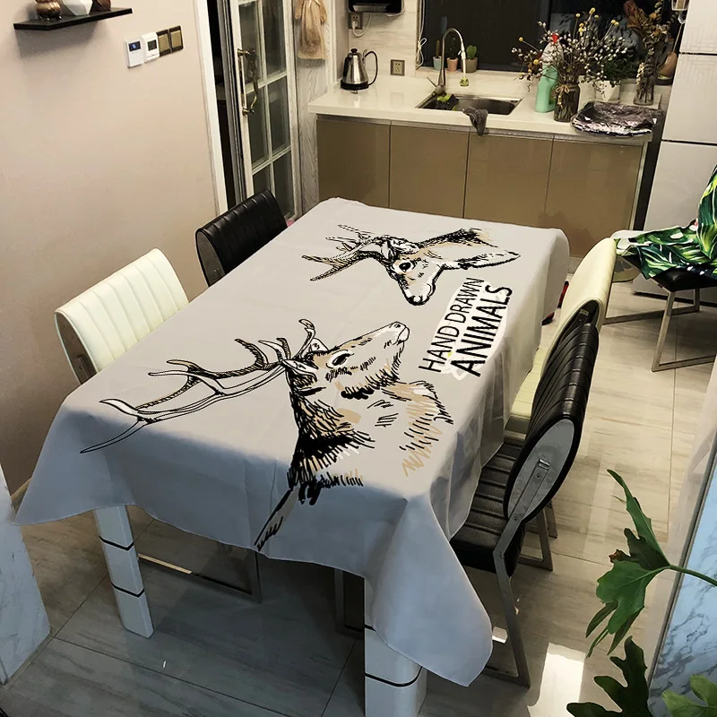 

Simple style animal print pattern washable decorative household waterproof tablecloth