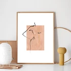 Абстрактная женщина рисование линий принты Черный Бежевый нейтральный настенный художественный современный минималистский художественный плакат Спальня украшение для дома