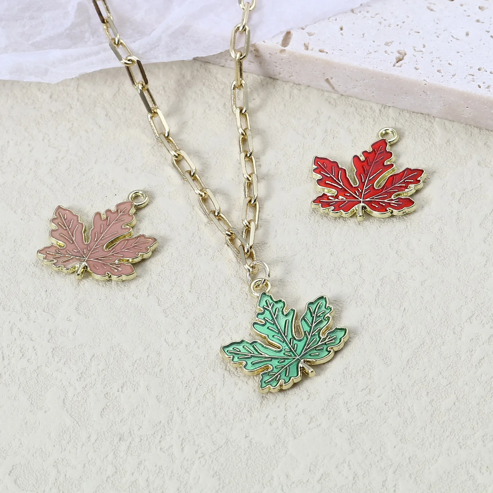 

20PCs Charms Maple Leaf Pendant For Jewelry Making Peacock Colorful Enamel Pendnat Necklace Earrings DIY Findings 24H