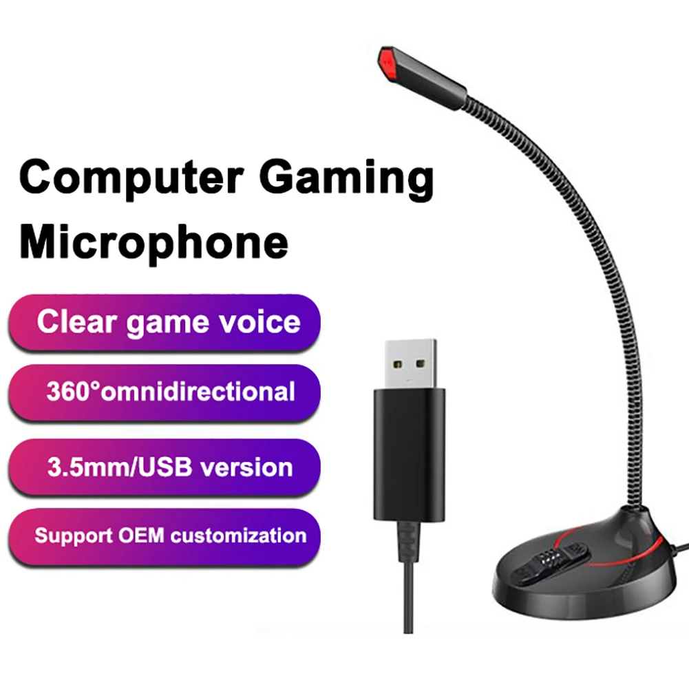 Гибкий офисный игровой микрофон 3 5 мм/USB для настольного ноутбука Проводные