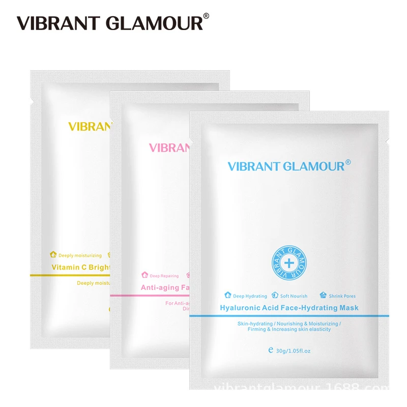 

VIBRANT GLAMOUR Hyaluronic Acid Six Peptides Vitamin C Mask Moisturizing Whitening Anti-Aging Nourish Firming Plant Skin Care