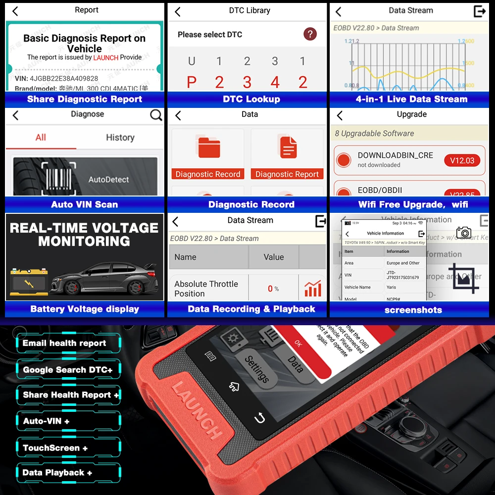 Диагностический сканер OBD2 LAUNCH X431 Elite CRE200 считыватель кодов EOBD OBDII с многоязычной