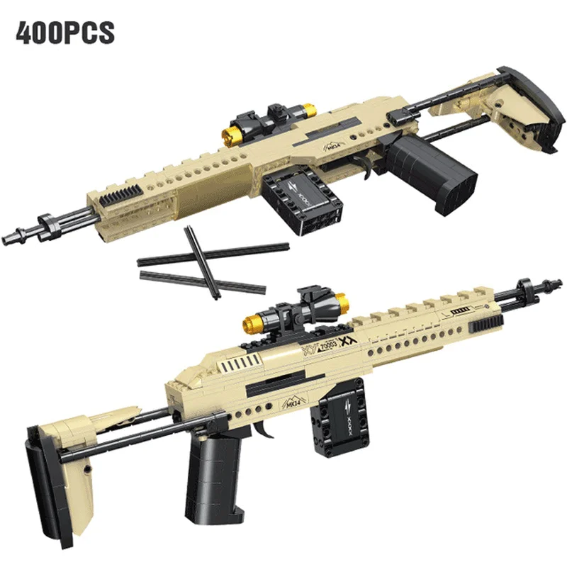 

High-Tech Leier Creator Expert Guns MK14 Enhanced Combat Rifle Building Blocks Military Games Toys for Children Birthday Gifts