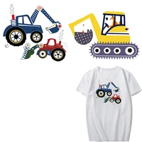 iron on cartoon excavator patches for kids clothing diy t shirt iron on transfers car patch thermo stickers badges on clothes