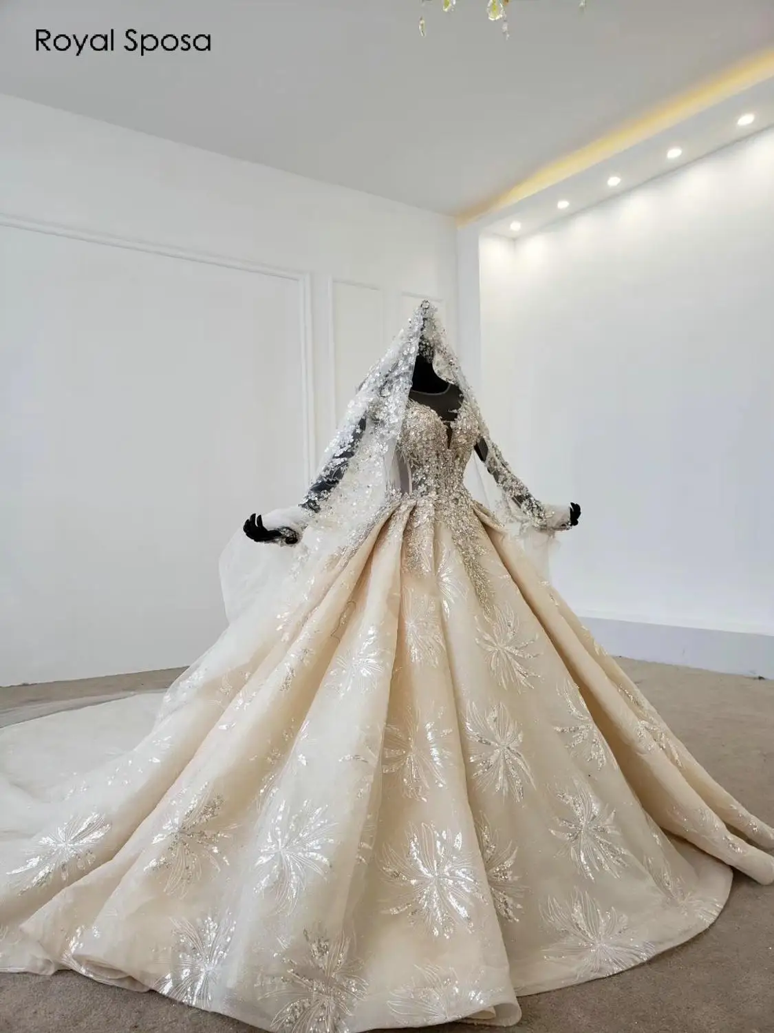 Роскошное Королевское свадебное платье с рукавами-крылышками и бисером | Свадьбы