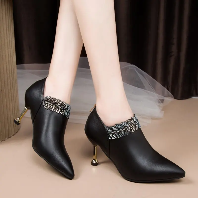 Woman fashion Autumn winter pointed toe high heel boots lady casual ankle martin female cool street botas | Обувь