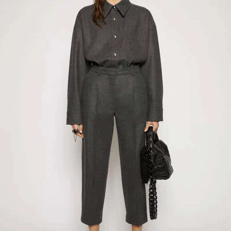 

Autumn 2021 Early New High-waist Nine-point Pants Casual Suit Shirt Top